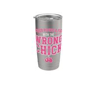 Cancer Picked A Fight with The Wrong Chick Breast Cancer Vaso térmico de acero inoxidable de doble pared