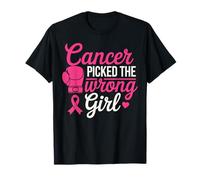 Cancer Picked The Wrong Girl Pink Boxing Glove Camiseta