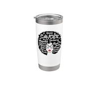 Cancer Queen Zodiac Melanin Afro Cabello Palabras Personalidad Vaso térmico de acero inoxidable de doble pared