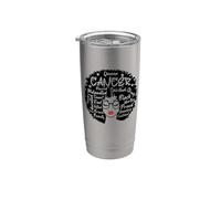 Cancer Queen Zodiac Melanin Afro Cabello Palabras Personalidad Vaso térmico de acero inoxidable de doble pared