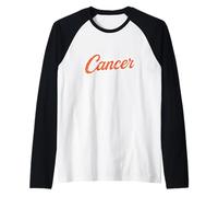 Cáncer Retro Script Zodiac Naranja Camiseta Manga Raglan