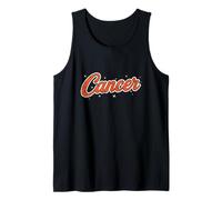 Cáncer Retro Script Zodiac Naranja Camiseta sin Mangas