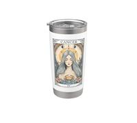Cáncer Zodiaco Astrología Signo Estelar Mujer Mística Cangrejo Luna Ph Vaso térmico de acero inoxidable de doble pared