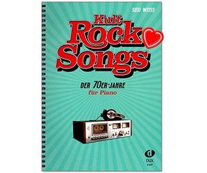 Canciones de culto de los años 70 - 30 clásicos arreglados para piano - Eagles, Elton John, Rod Stewart, Supertramp etc. - Notas de piano con colorido clip en forma de corazón