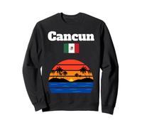 Cancun Beach Souvenir Palmeras Océano Puesta de sol Bandera de México Sudadera