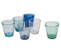 Villa d'Este Home Tivoli 5907746 Cancún/Marea-Juego de 6 Vasos de Agua de 330 ml en Pasta de Vidrio soplado, Tonos De Azul