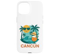 Cancún México Playa Palmera Sol Tropical Summer Souvenir Carcasa para iPhone 15