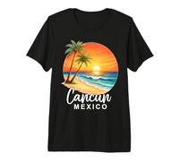 Cancún México Playa Puesta del Sol Océano Palmeras Camiseta Premium