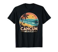 Cancun Mexico Retro Beach Ocean Sunset Camiseta