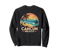Cancun Mexico Retro Beach Ocean Sunset Sudadera