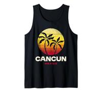 Cancún México Retro Palm Sunset Tropical Beach Vibes Camiseta sin Mangas