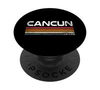 Cancún México Retro Rayas Vintage Beach Travel Design PopSockets PopGrip Adhesivo