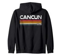 Cancún México Retro Rayas Vintage Beach Travel Design Sudadera con Capucha