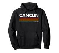 Cancún México Retro Rayas Vintage Beach Travel Design Sudadera con Capucha