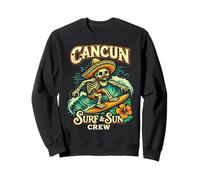 Cancun Mexico Surf and Sun Crew - Camiseta de Vacaciones de Verano Sudadera
