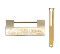 Candado Antiguo Chino de Cobre con Llave, Cierre Horizontal Retro Dorado