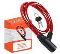 Candado bicicleta cable de Acero resistente 60 cm cierre avanzado con llave seguro robusto practico facil guardar candado bici candado bicicleta antirrobo cadena bicicleta antirrobo rojo