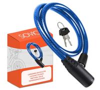 Candado bicicleta cable de Acero resistente 60 cm cierre avanzado con llave seguro robusto practico facil guardar candado bici candado bicicleta antirrobo cadena bicicleta antirrobo azul