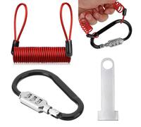 Candado Casco Moto, Candado Mosquetón Casco Moto, Mosqueton con Código Más Seguro, Adaptador T Hebilla, Compacto Accesorio Antirrobo Universal para Casco Moto Bicicleta Chaqueta, rojo