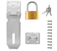 Candado Cerrojo de 304 acero inoxidable resistente 4 Pulgadas Portacandados con Candado 50mm para puerta ventana garaje jardín accesorios de montaje, plata
