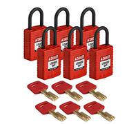 Candado Compacto Safekey, 33mm x 67mm x 19mm, Rojo, Paquete de 6
