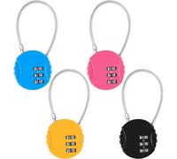 Candado con c?digo de 4 piezas, candado con c?digo de 3 d?gitos (4 colores), candado para maleta de avi?n, candado con cable con c?digo para bicicleta