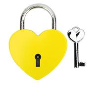 Candado con llave en forma de corazón, candado exquisito colorido de metal con llave para joyero, diario, equipaje pequeño, suministros para el hogar, amarillo, azul, verde, (Amarilla)
