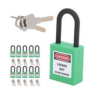 Candado Consignación 38 mm Ancho Termoplástico Candados de Bloqueo y Etiquetado Industrial 10 Candados Verdes con 20 llaves Para fábricas Sitios de Construcción Hospitales
