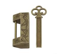 Candado de aleación de zinc de estilo chino antiguo con llave para caja de madera, cajón de maleta, cerradura de cobre vintage, hardware de seguridad decorativo, acabado de bronce, 42 x 18 mm