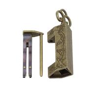 Candado de aleación de zinc estilo chino, cerradura de cobre vintage antiguo para caja de madera, cajón de maleta, pestillo de seguridad decorativo con llaves, acabado bronce, 42 x 18 mm