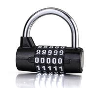 Candado de alta resistencia con contraseña de 4 dígitos y 5 códigos for armarios y taquillas, con código modificable y reiniciable for equipaje (1 unidad)(5 Code Black)