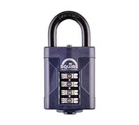 Candado de alta resistencia Squire (CP50) - Grillete de acero más resistente - Candado de combinación de 4 ruedas - Acero de aleación para la resistencia a la corrosión - Candado resistente a la intemperie para el hogar, la escuela y el garaje (azul, 50 mm)