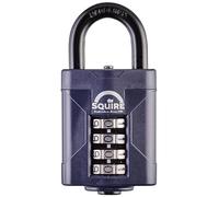 Candado de alta resistencia Squire (CP50) - Grillete de acero más resistente - Candado de combinación de 4 ruedas - Acero de aleación para la resistencia a la corrosión - Candado resistente a la intemperie para el hogar, la escuela y el garaje (azul, 50 mm)