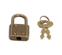 Candado de aluminio de estilo vintage con llave de 30 x 17 mm para gabinete, cajón, cerradura de cuaderno de equipaje, acabado de bronce antiguo, mecanismo de bloqueo seguro para el hogar (dorado)