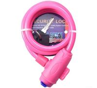 Candado de bicicleta con cable de acero con 12 mm de diámetro y carcasa exterior resistente para marco de rueda y poste de fijación en varios tipos de bicicletas (rosa-1,2 m)