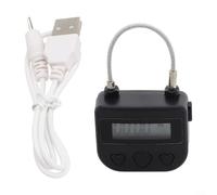 Candado de bloqueo de tiempo con carga USB, cable de acero ABS impermeable, interruptor recargable por USB, piezas de bloqueo para el hogar (negro)