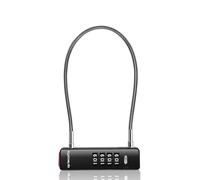 Candado de Cable UP Security con Código, Candado de 4 Dígitos para Puerta de Cerca Exterior, Equipaje de Viaje, Candado de Combinación en U de Alambre para Taquilla, Scooter (Cable de 30cm, Negro)
