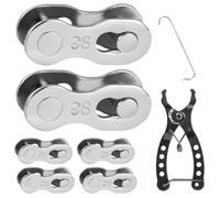 Candado de cadena para bicicleta de 9 velocidades, 6 unidades, compatible con cadena Shimano de 9 velocidades, ayuda de montaje para una reparación rápida, cierre duradero para cadena de bicicleta