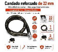 Candado de cadena reforzada para motocicleta antirrobo, acero pesado para bicicleta y scooter, seguridad con llaves, 22mm × 100cm