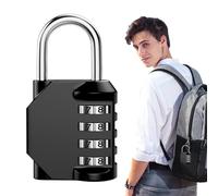 Candado de combinación de 4 dígitos de zinc | Cerradura de código reiniciable con números grandes | Cerradura de armario deportivo, armario de gimnasio, maleta