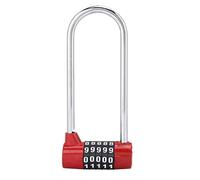 Candado de combinación de 5 dígitos, Bloqueo de código de seguridad en forma de U, Cerradura combinada reajustable para el gimnasio, escuela(Rosso)