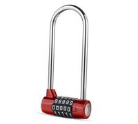 Candado de combinación de 5 dígitos for equipaje, maleta, viaje, contraseña, puerta de gimnasio, grillete alargado(Red)