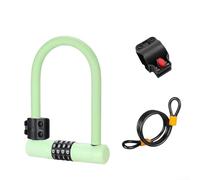 Candado de combinación en forma de U para seguridad de bicicletas y scooters, cilindro de aleación de zinc, exterior envuelto en silicona para protección del marco, cuerpo de acero resistente (verde)