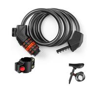 Candado de combinación para bicicleta, alta seguridad,Candado Bicicleta Combinacion, Candado Bicicleta Antirrobo Cable Acero, PVC 110cm/11mm con Código 5 Dígitos, Llave, Soporte Universal, Negro