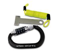 URBAN UR140 Candado Casco Moto, Mosqueton con Código 4 Digitos Más Seguro, Adaptador T Hebilla, Cable Seguridad Acero Trenzado Más Visible, Accesorio Antirrobo Universal para Casco Moto Bicicleta
