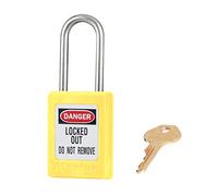 Candado de consignación de 35 mm de ancho de termoplástico Zenex™ con arco de acero inoxidable de 38 mm de alto, retención de llave - Amarillo