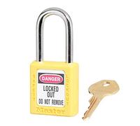 Master Lock 410YLW Candado de Consignación de Termoplástico para Instalaciones Mecánicas, Amarillo, Arco 3,8 x 2 cm