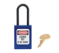 Candado de consignación dieléctrico de 35 mm de ancho de termoplástico Zenex™ con arco de nailon de 38 mm de alto, sin retención de llave - Azul