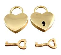 Candado de corazón, 2 piezas, candado de metal con llave, lindo dorado en forma de corazón, mini cerraduras con llaves para bolso, joyero, caja de almacenamiento, diario, con llave, e