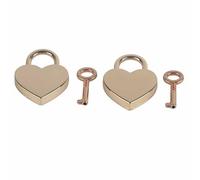 Candado de Corazón Vintage, Metal, 2 Unidades 30x39mm - Diseño Duradero, Seguro y Decorativo para Uso Doméstico (Oro rosa)